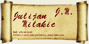 Julijan Milakić vizit kartica